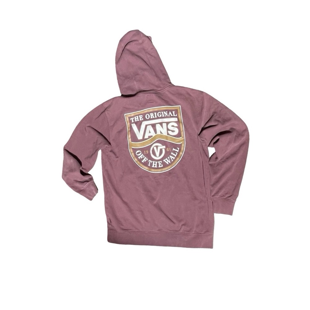 Vans Men's Hoodie Sweatshirt Medium Maroon Pullover Off The Wall Logo - Picture 1 of 7